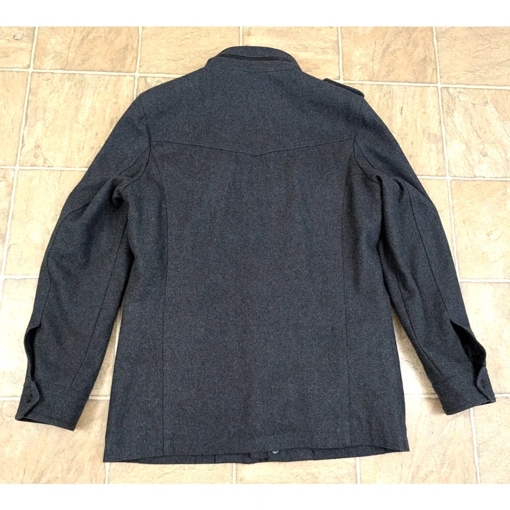 GUESS men sz M Wool Blend Insulated Military quilted Coat jacket gray hu